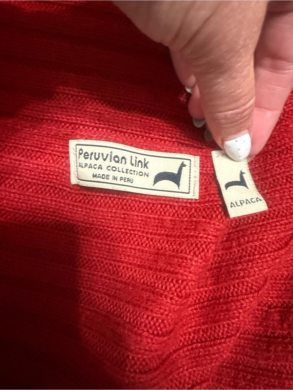 Peruvian Connection Red Ribbed Open-Front Cardigan - Picture 4 of 4
